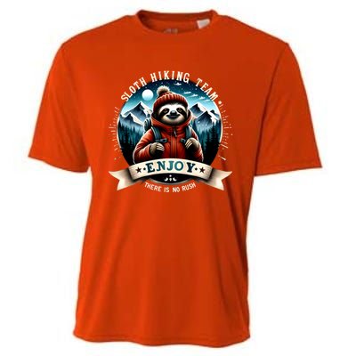 Sloth Hiking Team Enjoy There Is No Rush Hiking Camping Cute Gift Cooling Performance Crew T-Shirt