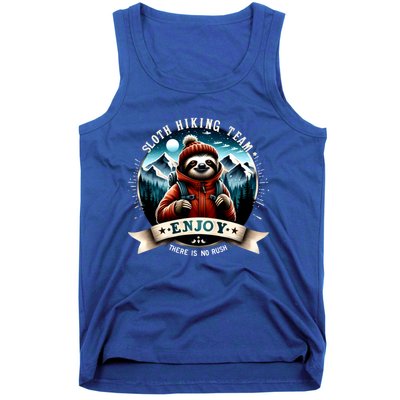 Sloth Hiking Team Enjoy There Is No Rush Hiking Camping Cute Gift Tank Top