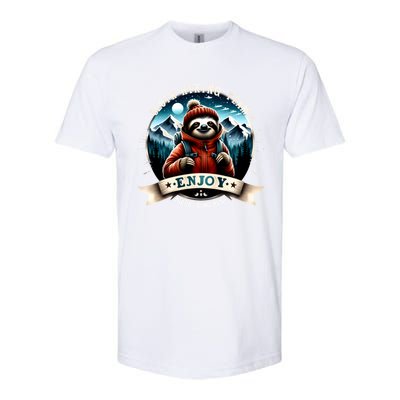 Sloth Hiking Team Enjoy There Is No Rush Hiking Camping Cute Gift Softstyle CVC T-Shirt