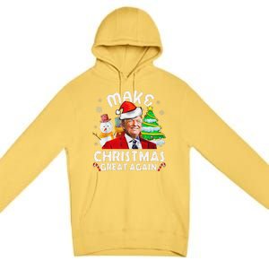 Santa Hat Trump Make Christmas Great Again Xmas Lights Funny Premium Pullover Hoodie