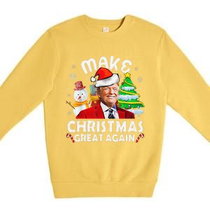 Santa Hat Trump Make Christmas Great Again Xmas Lights Funny Premium Crewneck Sweatshirt