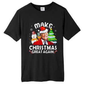 Santa Hat Trump Make Christmas Great Again Xmas Lights Funny Tall Fusion ChromaSoft Performance T-Shirt