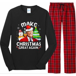 Santa Hat Trump Make Christmas Great Again Xmas Lights Funny Long Sleeve Pajama Set