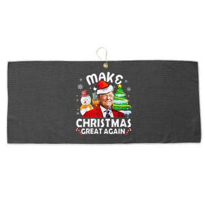 Santa Hat Trump Make Christmas Great Again Xmas Lights Funny Large Microfiber Waffle Golf Towel