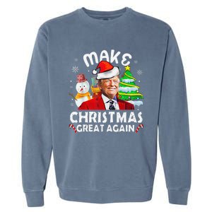 Santa Hat Trump Make Christmas Great Again Xmas Lights Funny Garment-Dyed Sweatshirt