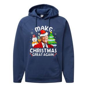 Santa Hat Trump Make Christmas Great Again Xmas Lights Funny Performance Fleece Hoodie