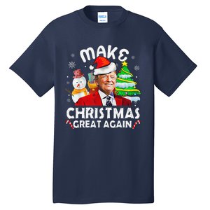 Santa Hat Trump Make Christmas Great Again Xmas Lights Funny Tall T-Shirt