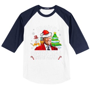 Santa Hat Trump Make Christmas Great Again Xmas Lights Funny Baseball Sleeve Shirt