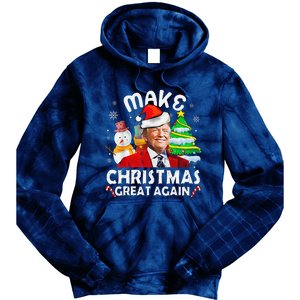 Santa Hat Trump Make Christmas Great Again Xmas Lights Funny Tie Dye Hoodie