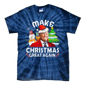 Santa Hat Trump Make Christmas Great Again Xmas Lights Funny Tie-Dye T-Shirt