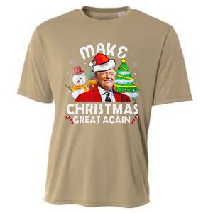 Santa Hat Trump Make Christmas Great Again Xmas Lights Funny Cooling Performance Crew T-Shirt