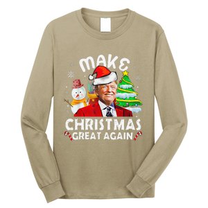 Santa Hat Trump Make Christmas Great Again Xmas Lights Funny Long Sleeve Shirt