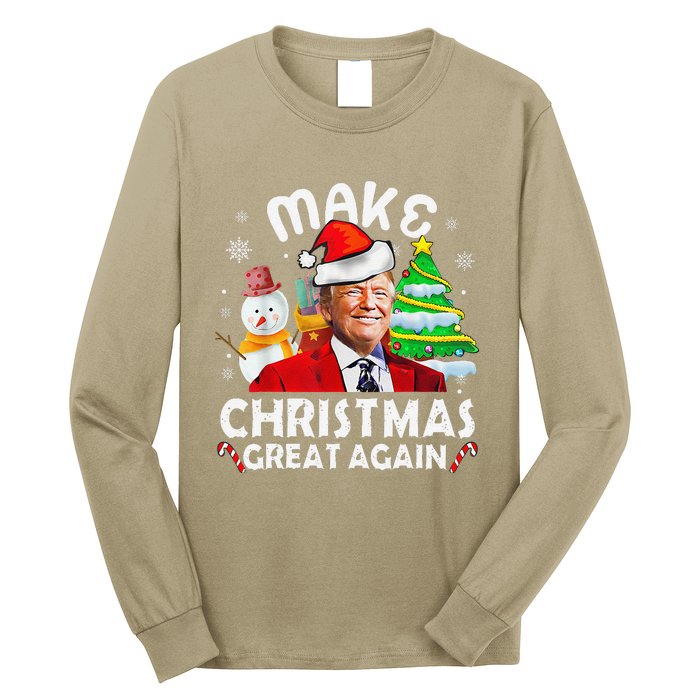 Santa Hat Trump Make Christmas Great Again Xmas Lights Funny Long Sleeve Shirt