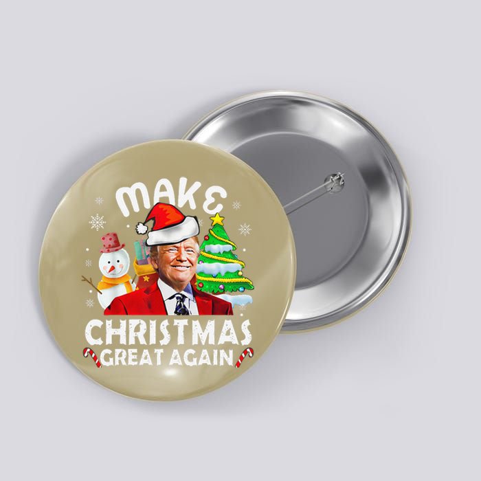 Santa Hat Trump Make Christmas Great Again Xmas Lights Funny Button