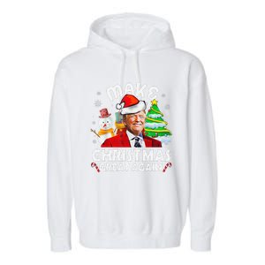 Santa Hat Trump Make Christmas Great Again Xmas Lights Funny Garment-Dyed Fleece Hoodie