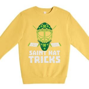 St Hat Tricks Funny St Patricks Day Ice Hockey Sport Gift Premium Crewneck Sweatshirt