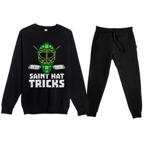 St Hat Tricks Funny St Patricks Day Ice Hockey Sport Gift Premium Crewneck Sweatsuit Set