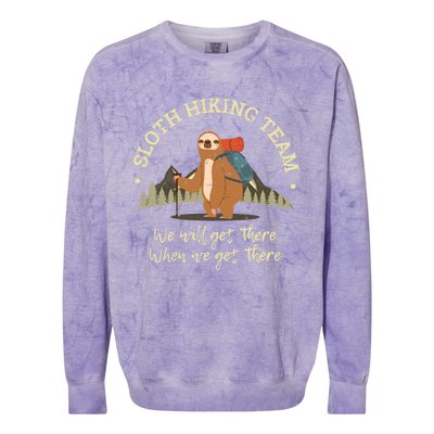 Sloth Hiking Team We Will Get There When We Get There Sloth Colorblast Crewneck Sweatshirt