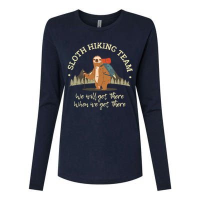 Sloth Hiking Team We Will Get There When We Get There Sloth Womens Cotton Relaxed Long Sleeve T-Shirt