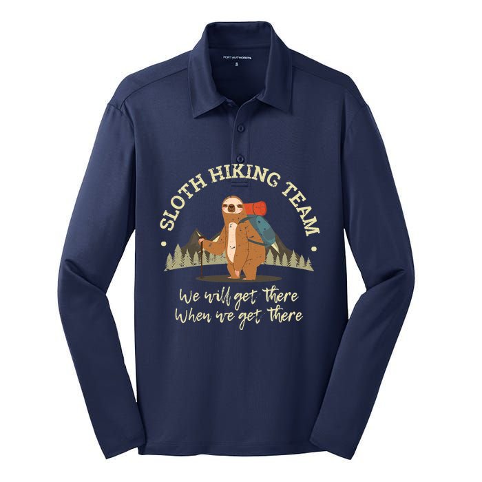 Sloth Hiking Team We Will Get There When We Get There Sloth Silk Touch Performance Long Sleeve Polo