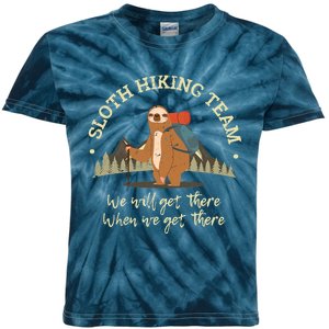 Sloth Hiking Team We Will Get There When We Get There Sloth Kids Tie-Dye T-Shirt