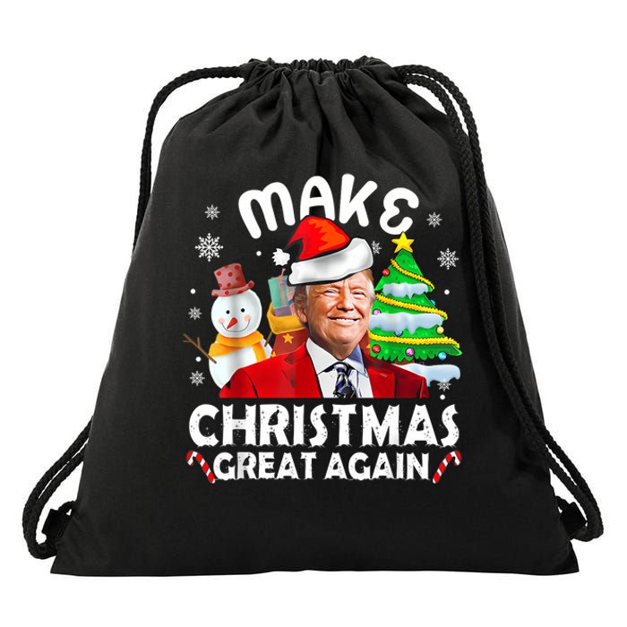 Santa Hat Trump Make Christmas Great Again Xmas Lights Funny Drawstring Bag