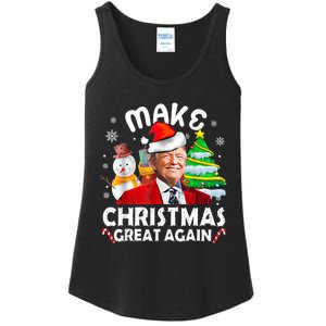 Santa Hat Trump Make Christmas Great Again Xmas Lights Funny Ladies Essential Tank