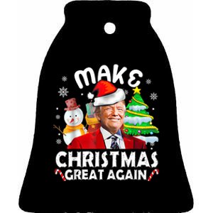 Santa Hat Trump Make Christmas Great Again Xmas Lights Funny Ceramic Bell Ornament