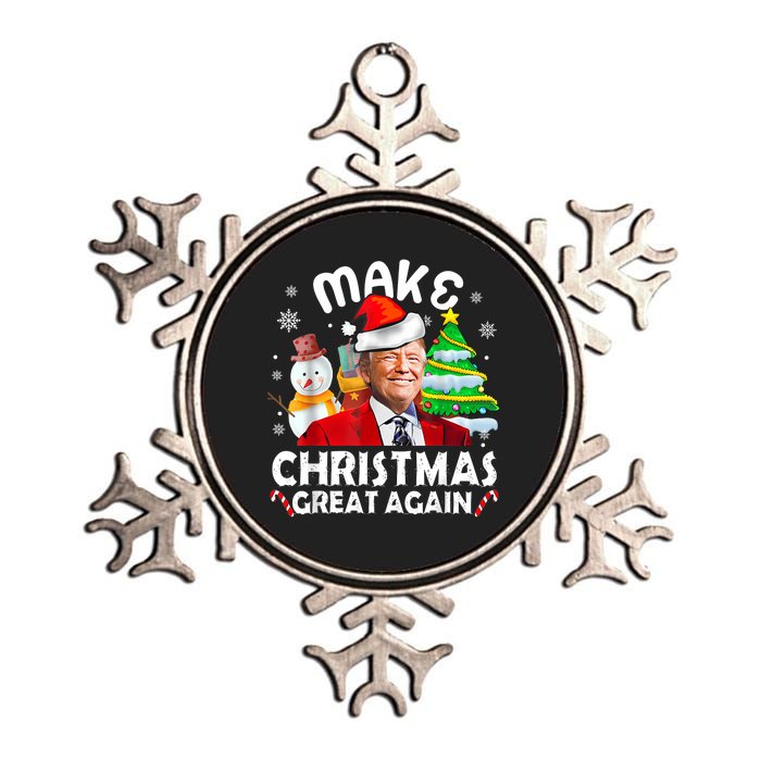 Santa Hat Trump Make Christmas Great Again Xmas Lights Funny Metallic Star Ornament