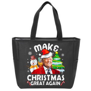 Santa Hat Trump Make Christmas Great Again Xmas Lights Funny Zip Tote Bag