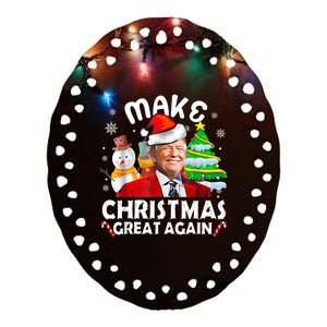 Santa Hat Trump Make Christmas Great Again Xmas Lights Funny Ceramic Oval Ornament