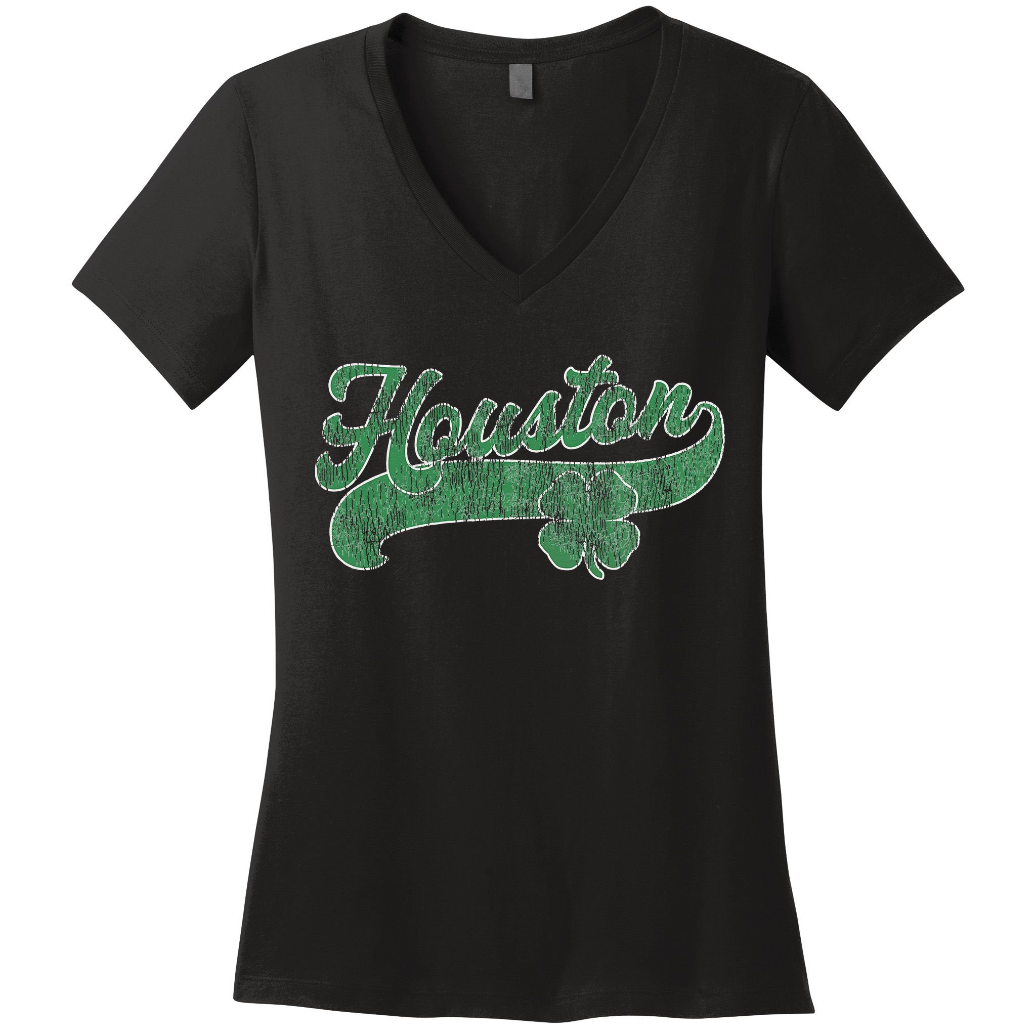 Shamrock Houston Texas Irish St. Patrick's Day Women's V-Neck T-Shirt