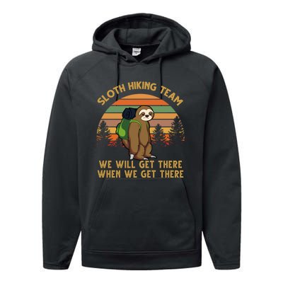 Sloth Hiking Team Funny Hiking Gift Performance Fleece Hoodie