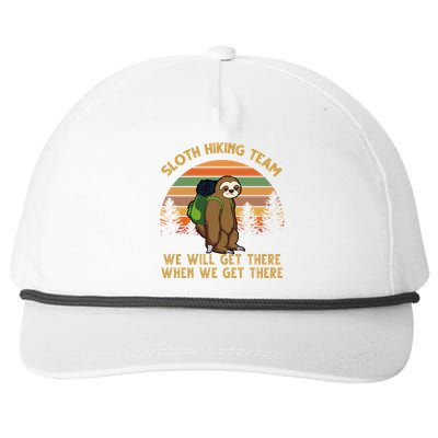 Sloth Hiking Team Funny Hiking Gift Snapback Five-Panel Rope Hat