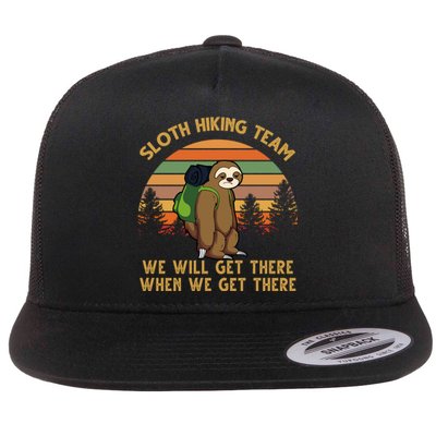 Sloth Hiking Team Funny Hiking Gift Flat Bill Trucker Hat