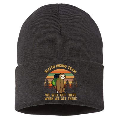 Sloth Hiking Team Funny Hiking Gift Sustainable Knit Beanie