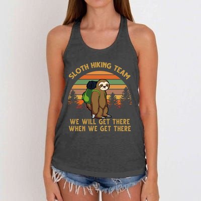 Sloth Hiking Team Funny Hiking Gift Women's Knotted Racerback Tank