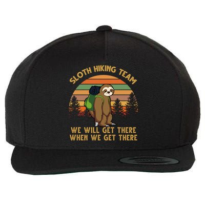 Sloth Hiking Team Funny Hiking Gift Wool Snapback Cap