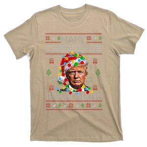 Santa Hat Trump Make Christmas Great Again Xmas Lights Ugly T-Shirt