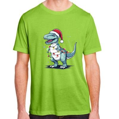 Santa Hat Trex Dinosaur Christmas Lights Trex Moms Dads Gift Adult ChromaSoft Performance T-Shirt