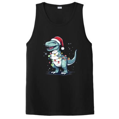 Santa Hat Trex Dinosaur Christmas Lights Trex Moms Dads Gift PosiCharge Competitor Tank