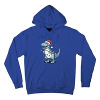 Santa Hat Trex Dinosaur Christmas Lights Trex Moms Dads Gift Hoodie