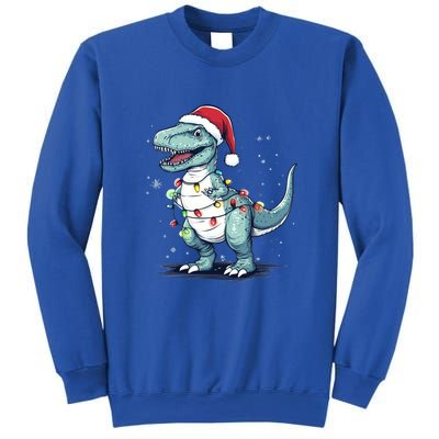 Santa Hat Trex Dinosaur Christmas Lights Trex Moms Dads Gift Sweatshirt