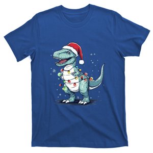 Santa Hat Trex Dinosaur Christmas Lights Trex Moms Dads Gift T-Shirt