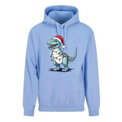 Santa Hat Trex Dinosaur Christmas Lights Trex Moms Dads Gift Unisex Surf Hoodie