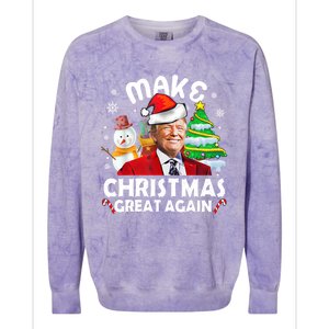 Santa Hat Trump Make Christmas Great Again Xmas Lights Funny Gift Colorblast Crewneck Sweatshirt