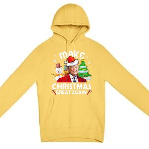 Santa Hat Trump Make Christmas Great Again Xmas Lights Funny Gift Premium Pullover Hoodie