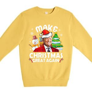 Santa Hat Trump Make Christmas Great Again Xmas Lights Funny Gift Premium Crewneck Sweatshirt