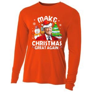 Santa Hat Trump Make Christmas Great Again Xmas Lights Funny Gift Cooling Performance Long Sleeve Crew