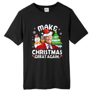 Santa Hat Trump Make Christmas Great Again Xmas Lights Funny Gift Tall Fusion ChromaSoft Performance T-Shirt